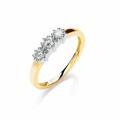 Pre-owned Markenlos 18ct Gelbgold 0.33ctw Diamant Trilogie Ring