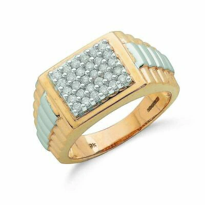 Pre-owned Markenlos 9ct Gelbgold 0.50ct Herren Diamant Ring