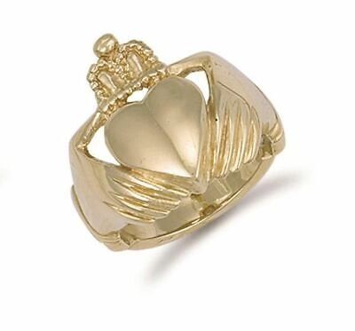 Pre-owned Markenlos 9ct Gelbgold Claddagh Ring 23mm