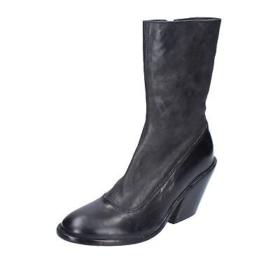 Pre-owned Moma Damen Schuhe  37 Eu Stiefeletten Schwarz Leder Bh953-37