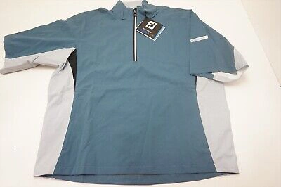 Pre-owned Footjoy Hydrolite Ss Rain Jacke Herren Gross Petrol Blau/weiss/petrol 586a