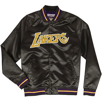 Pre-owned Mitchell & Ness M&n Lightweight Satin Jacke - Los Angeles Lakers Schwarz