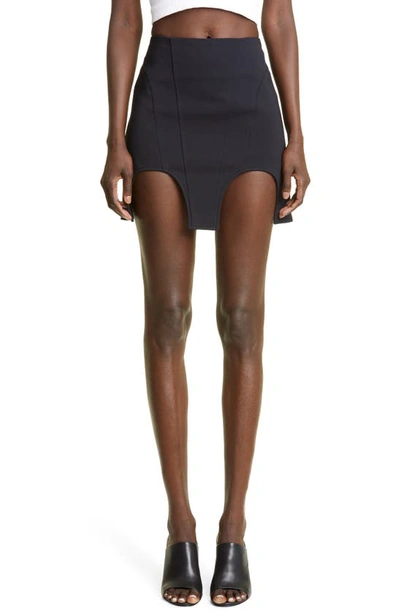 Dion Lee Double Arch Cotton Blend Mini Skirt In Black