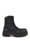 Balenciaga Worn-effect Combat Boots In Black