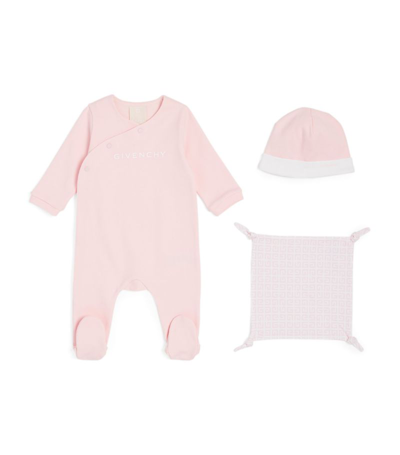 Givenchy Babies' 4g Logo All-in-one, Hat And Blanket Set (3-12 Months) In Pink