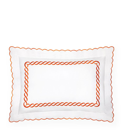 Pratesi Treccia Oxford Pillowcase (50cm X 90cm) In Orange