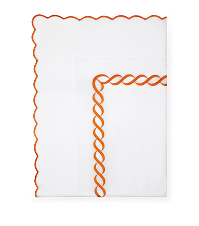 Pratesi Treccia Super King Flat Sheet (300cm X 270cm) In Orange