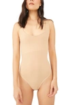 Free People Clean Lines Bodysuit In Winter Wheat