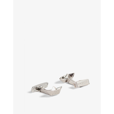 Ted Baker Deep Paper Boat Silver-plated Cufflinks In Silver Color