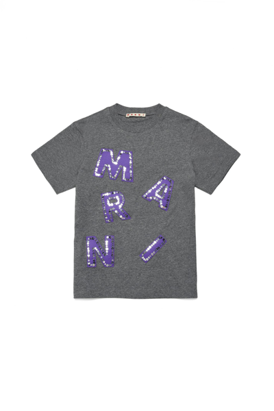 Marni Little Kid's & Kid's Embellished Patch Logo T-shirt In Grey