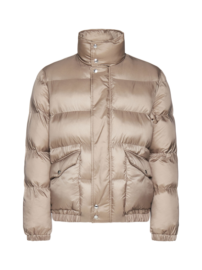 Alexander Mcqueen Nylon Puffer Coat In Tan Brown