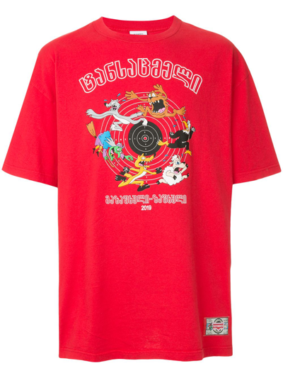 Vetements Cartoon-print T-shirt In Red