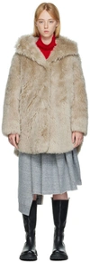 Yves Salomon Beige Wool Coat In A2156 Madeleine