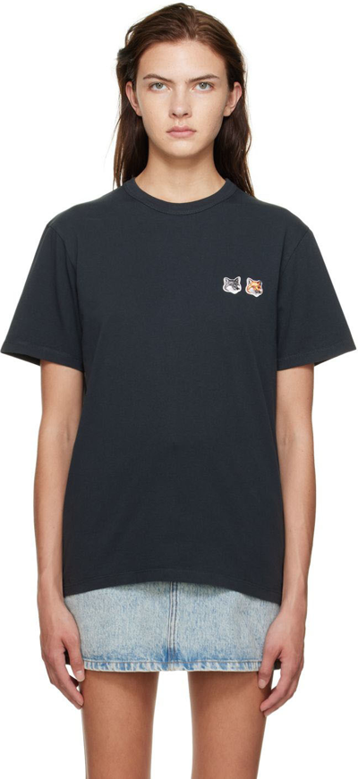 Maison Kitsuné Double Fox Head Patch Classic Tee In P195 Anthracite