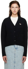 Maison Kitsuné Maison Kitsune V-neck Patch Logo Cardigan In P199 Black