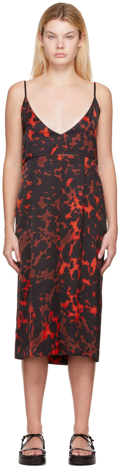 Dries Van Noten Red Print Midi Dress In 352 Red