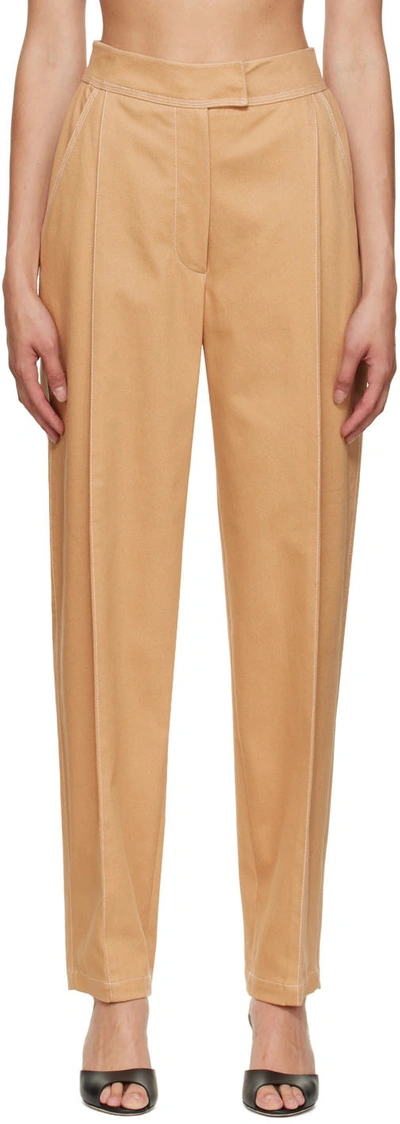 Lvir Beige Contrast Stitching Trousers