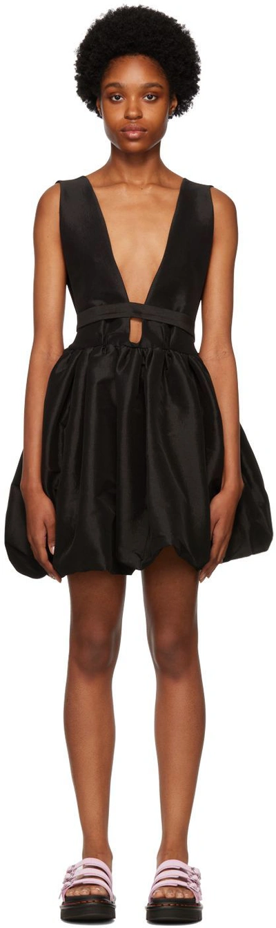 Kika Vargas Hilma Plunge-front Silk-blend Taffeta Mini Dress In Black