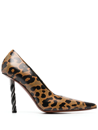 VETEMENTS DRILL-HEEL LEOPARD-PRINT PUMPS