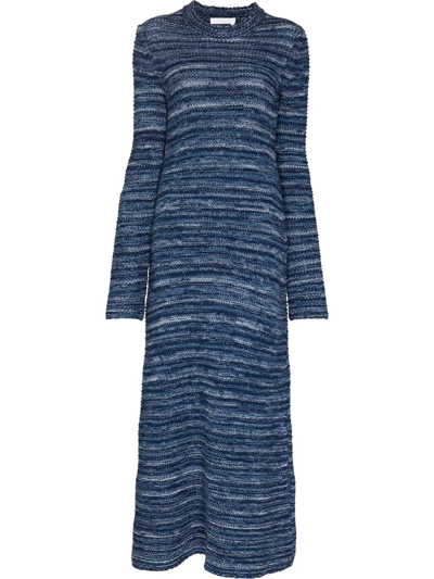 Chloé Blue Ocean Waves Cashmere Maxi Dress In New