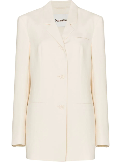 Nanushka White Mersey Single-breasted Blazer In Neutrals