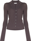 Low Classic Grey Open Front Ribbed Knit Cardigan In Grey