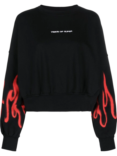 Vision Of Super Fire-detail Knitted Jumper In Black/white