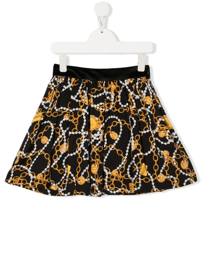 Moschino Kids' Toy Necklace-print Pleated Skirt In Multicolor