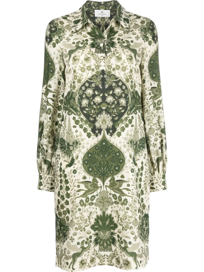 Etro Valentina Floral-print Shift High-low Dress In 0500
