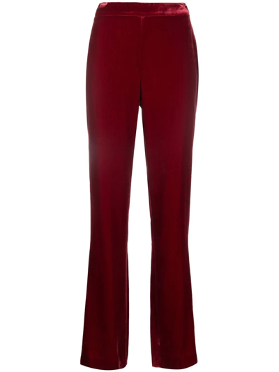Boutique Moschino Velvet High-waisted Trousers In Red