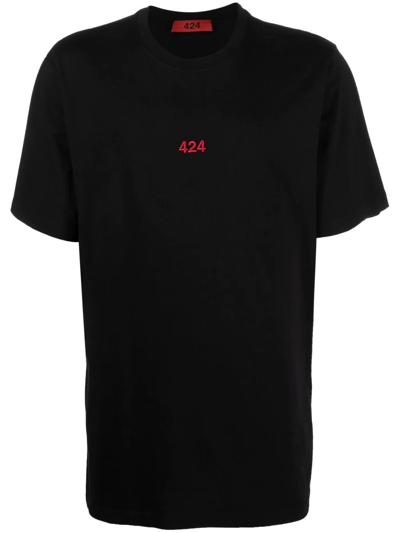 424 Logo-embroidered Cotton T-shirt In Black