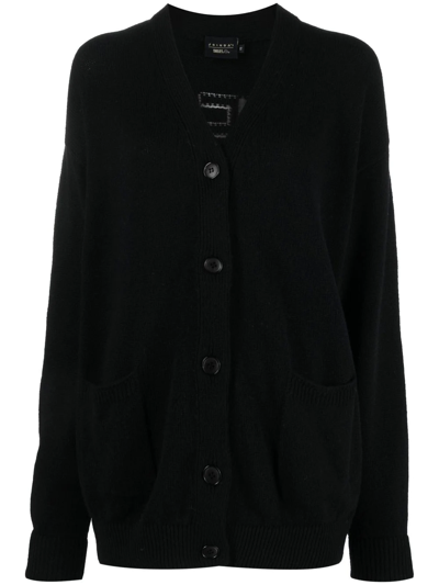 Joshua Sanders Slogan-detail Knitted Cardigan In Black