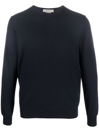 Corneliani Crew-neck Long-sleeve Jumper In Blue