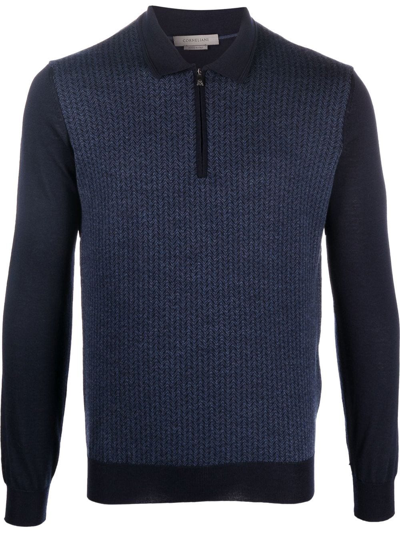 Corneliani Long-sleeve Polo Jumper In Blue