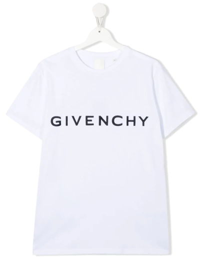 Givenchy Kids' Logo-print Short-sleeve T-shirt In White