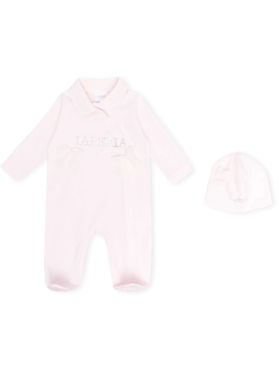 La Perla Babies' Logo缀饰连体衣套装 In Pink