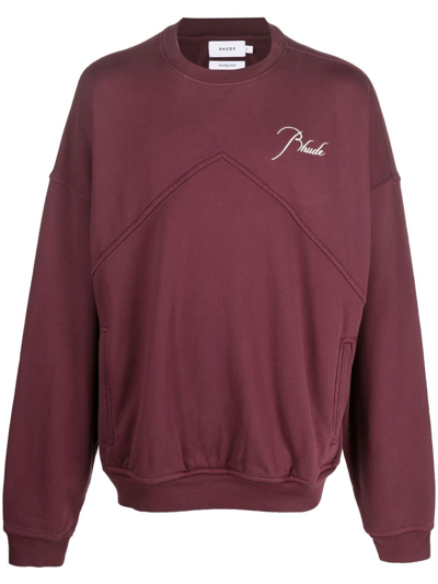 Rhude Red Embroidered Logo Cotton Sweater