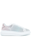 Alexander Mcqueen Perforated Leather Oversized Sneakers White Red In White