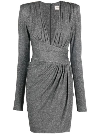 Alexandre Vauthier Metallic Draped Mini Dress In Grey