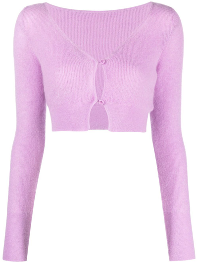 Jacquemus Le Cardigan Alzou Cropped Cardigan In Purple