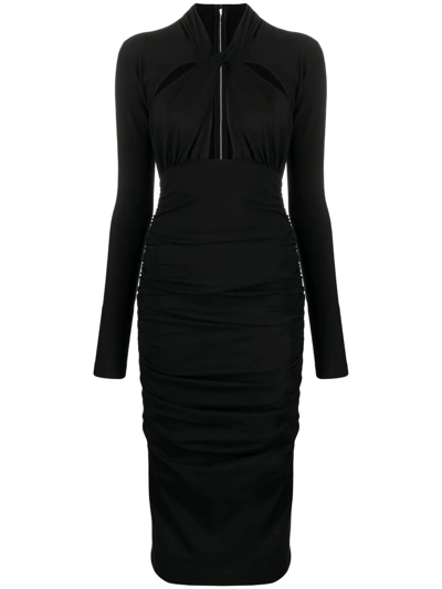 Dolce & Gabbana Black Viscose Blend Midi Dress In Negro