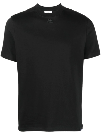 Courrèges Logo-patch Crew-neck T-shirt In Black