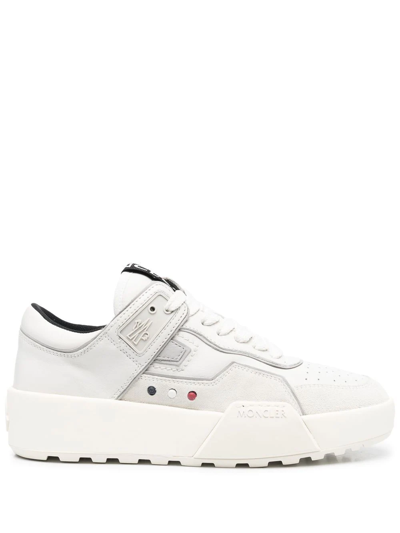 Moncler Logo-patch Low-top Leather Sneakers In White