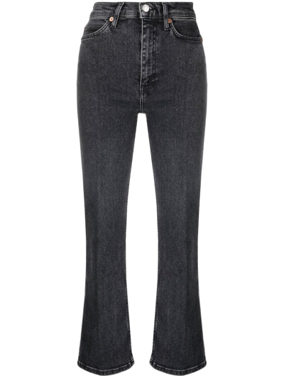 Re/done 70s Bootcut Flared Jeans In Black