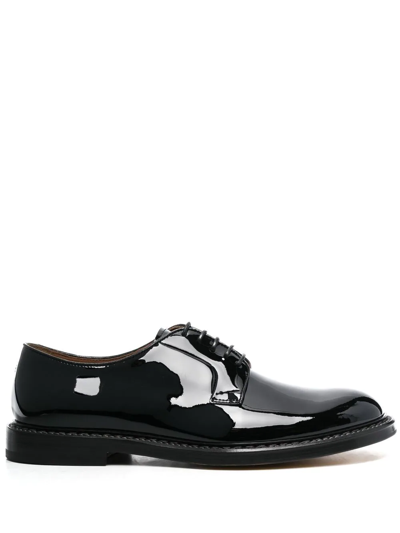 Doucal's High-shine Leather Derby Shoes In Black