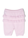 Little Bear Ruffle-detail Knitted Trousers In Pink