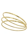 ADORNIA SET OF 3 HAMMERED 14K GOLD PLATED BANGLE BRACELETS