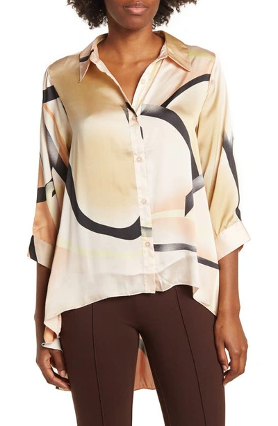 By Design Louisiana High Low Blouse In Coral Flow