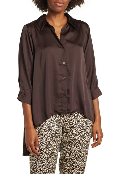 By Design Louisiana High Low Blouse In Black Coffee