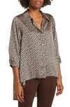 By Design Louisiana High Low Blouse In Taupe Maze